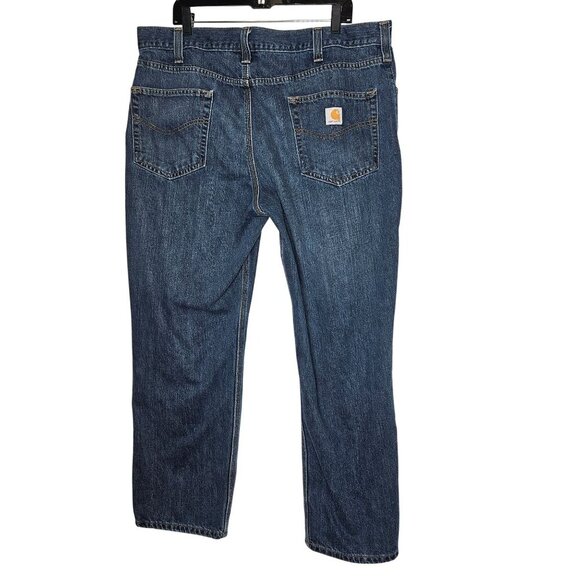 Carhartt Mens Blue Denim Jeans 40x30 Relaxed Fit Straight‎ Leg Medium Wash - Picture 2 of 8